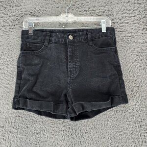 -5KG Jeans Shorts Womens 7 Black Stretch Mid Rise Cuff Denim
